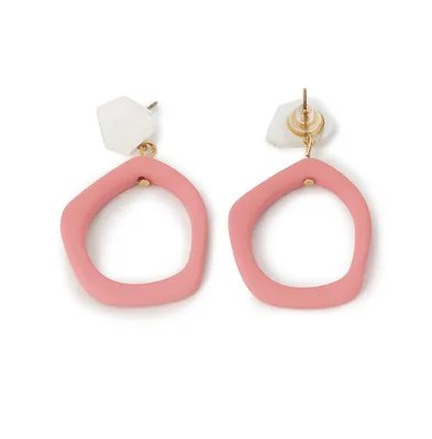Sohi Women's Pink Pastel Circular Drop Earrings