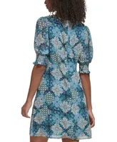 Jessica Howard Women's Printed Elbow-Sleeve A-Line Dress