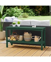 55" Outdoor Patio Hdpe Adirondack 2-Tier Shelf Console Table