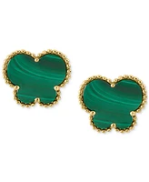 Effy Malachite Butterfly Silhouette Stud Earrings in 14k Gold