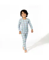 Bellabu Bear Unisex Kids Holiday Plaid Blue Set of 2 Piece Pajamas