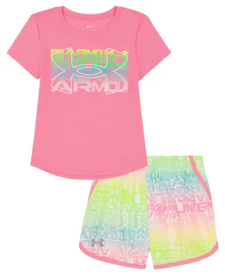 Under Armour Little Girls Wordmark Ombre T-shirt and Shorts Set