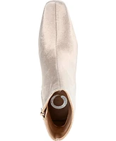 Journee Collection Women's Hazara Wide Width Velvet Block Heel Dress Booties