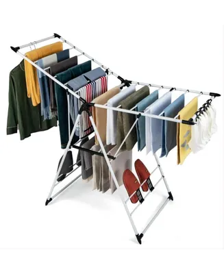 Folding Clothes Drying Rack Adjustable Height