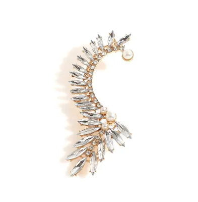 Sohi Women's Silver Embellished Cluster Earcuff Earrings