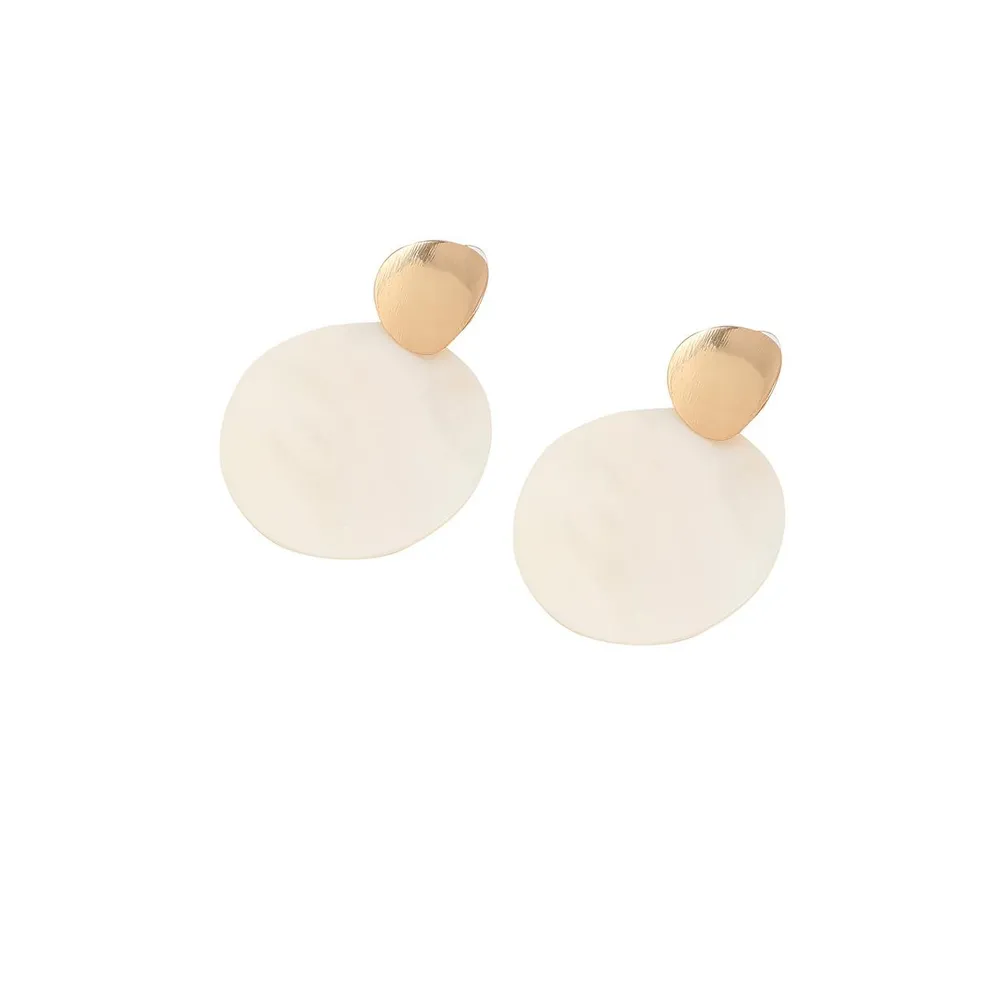 Sohi Women's White Circular Drop Earrings