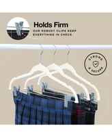 10-pack Velvet Hanger - Ultra-Thin Ivory Hangers with Clips - Non-slip Hangers for Skirts and Pants
