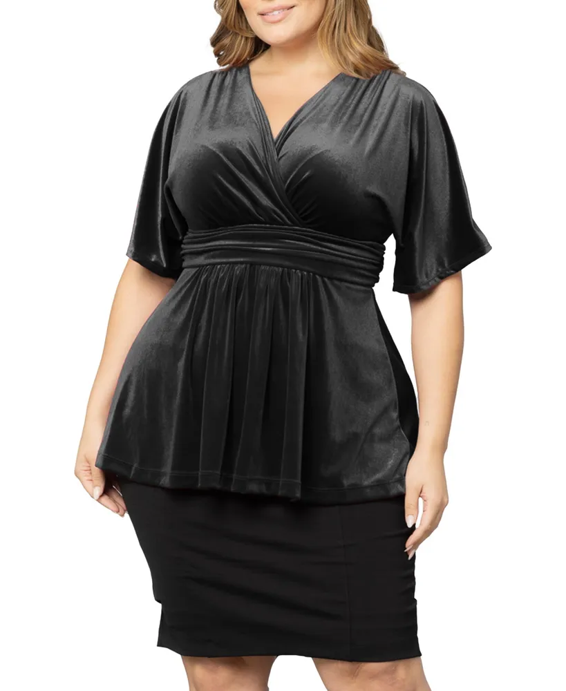 Kiyonna Plus Park Avenue Velvet Peplum Top