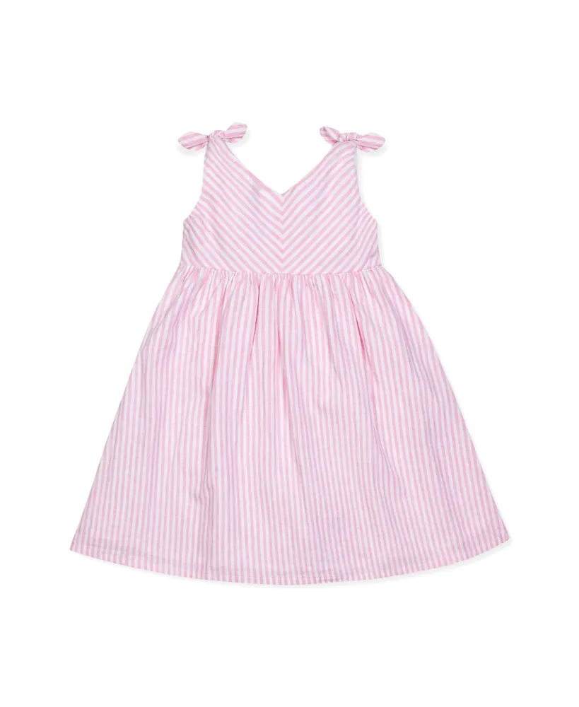 Hope & Henry Girls' Sleeveless Bow Shoulder Swing Dress