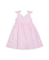 Hope & Henry Girls' Sleeveless Bow Shoulder Swing Dress