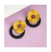 Sohi Women's Circular Flora Drop Earrings