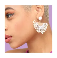 Sohi Women's White Tassel Drop Earrings