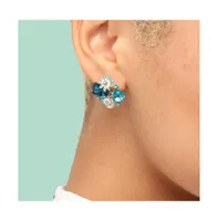Sohi Women's Blue Embellished Cluster Stud Earrings