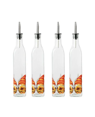 American Atelier Set of 4 Glass Oil Bottles, Gnomes