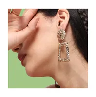 Sohi Women's Gold Textured Geometric Drop Earrings