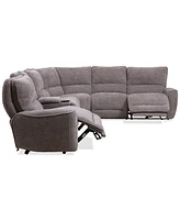 Closeout! Deklyn 129" 6-Pc. Zero Gravity Fabric Sectional with 2 Power Recliners & 1 Console, Created for Macy's