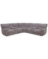 Closeout! Deklyn 129" 7-Pc. Zero Gravity Fabric Sectional with 3 Power Recliners & 2 Consoles, Created for Macy's