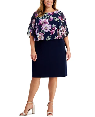 Connected Plus Printed Popover Sheath Dress