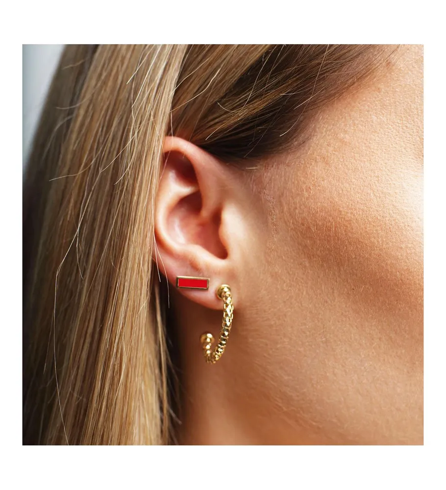 The Lovery Coral Bar Stud Earrings