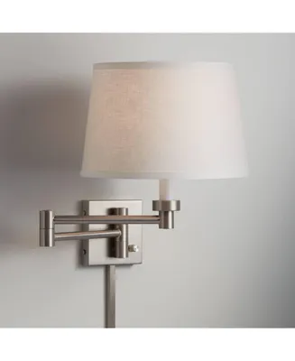 Modern Swing Arm Wall Lamp with Cord Cover Brushed Nickel Plug