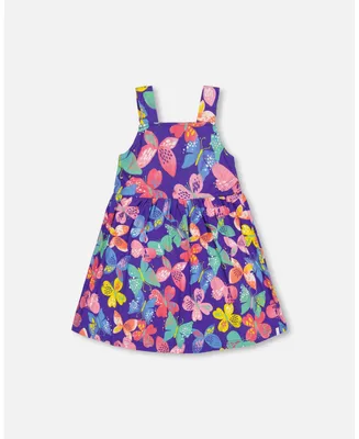 Girl Sleeveless Dress Printed Colorful Butterflies
