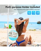Portable Outdoor Beach Umbrella with Sand Anchor and Tilt Mechanism