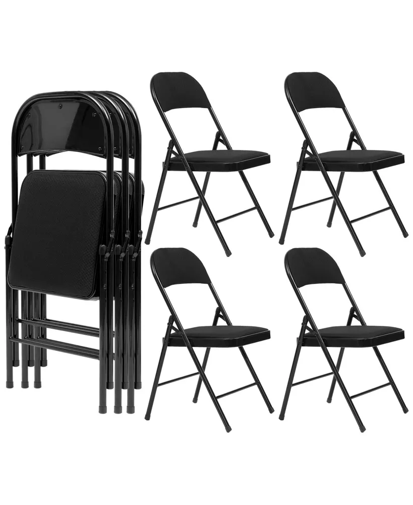 4-Pack Folding Chair Fabric Upholstered Padded Seat Metal Frame for Home