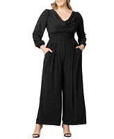 Women's Plus Natalia Cowl Neck Wide Leg Jumpsuit