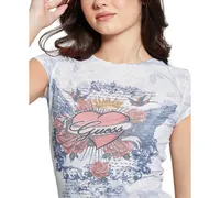 Guess Women's Heart Wings Graphic Print T-Shirt