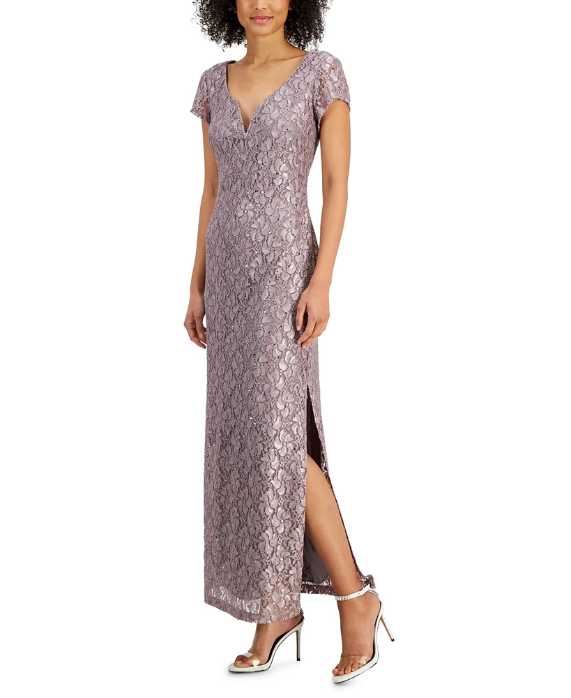 Connected Women's Sequined-Lace Maxi Dress