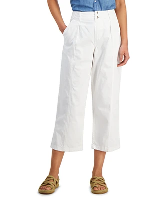 Nautica Jeans Women's Pleated Seamed Cropped Chino Pants