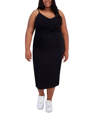 Bar Iii Trendy Plus Size Sleeveless Twist-Front Midi Dress, Created for Macy's