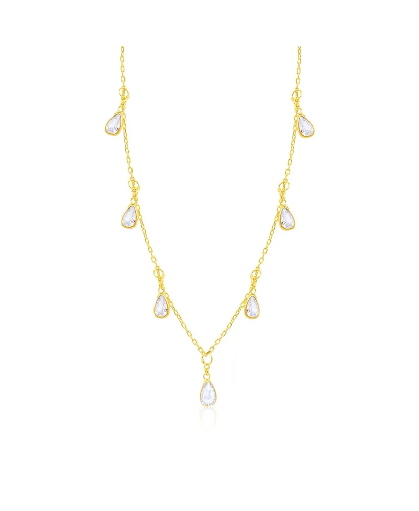 Etoielle Yellow Gold Tone Teardrop Cz Charm Necklace