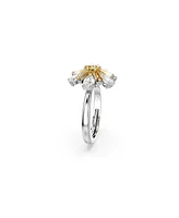 Swarovski Mixed Cuts, Flower, Yellow, Rhodium Plated Idyllia Cocktail Ring