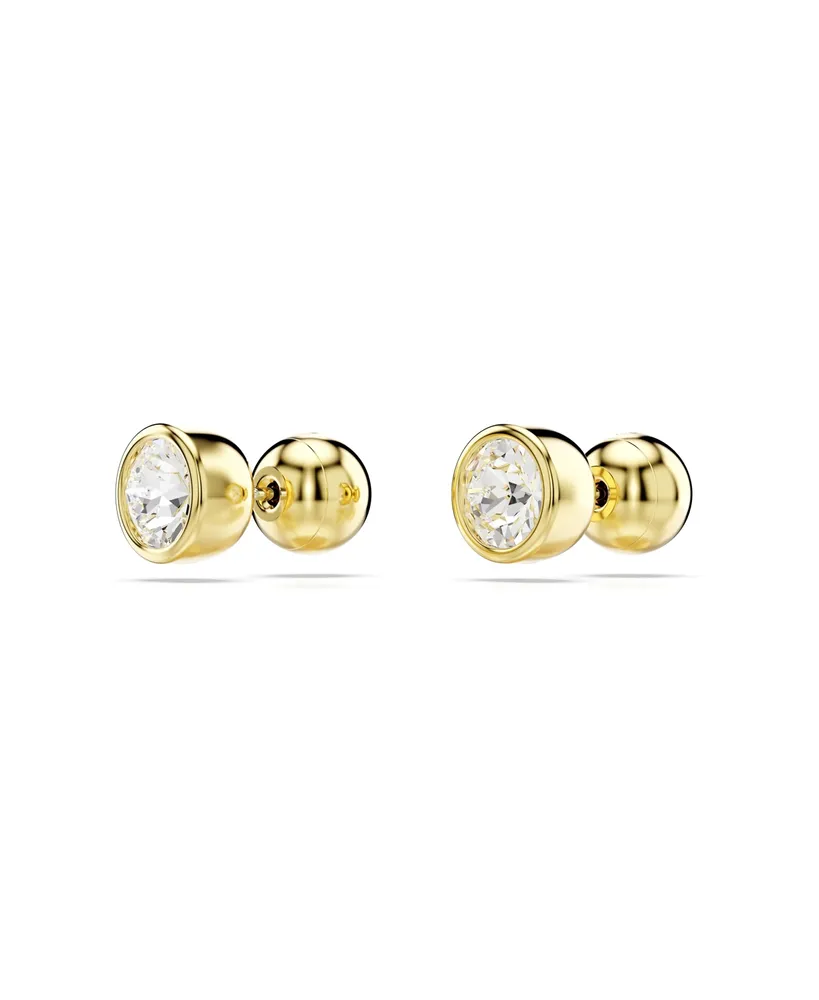 Swarovski Round Cut, White, Gold-Tone Imber Stud Earrings