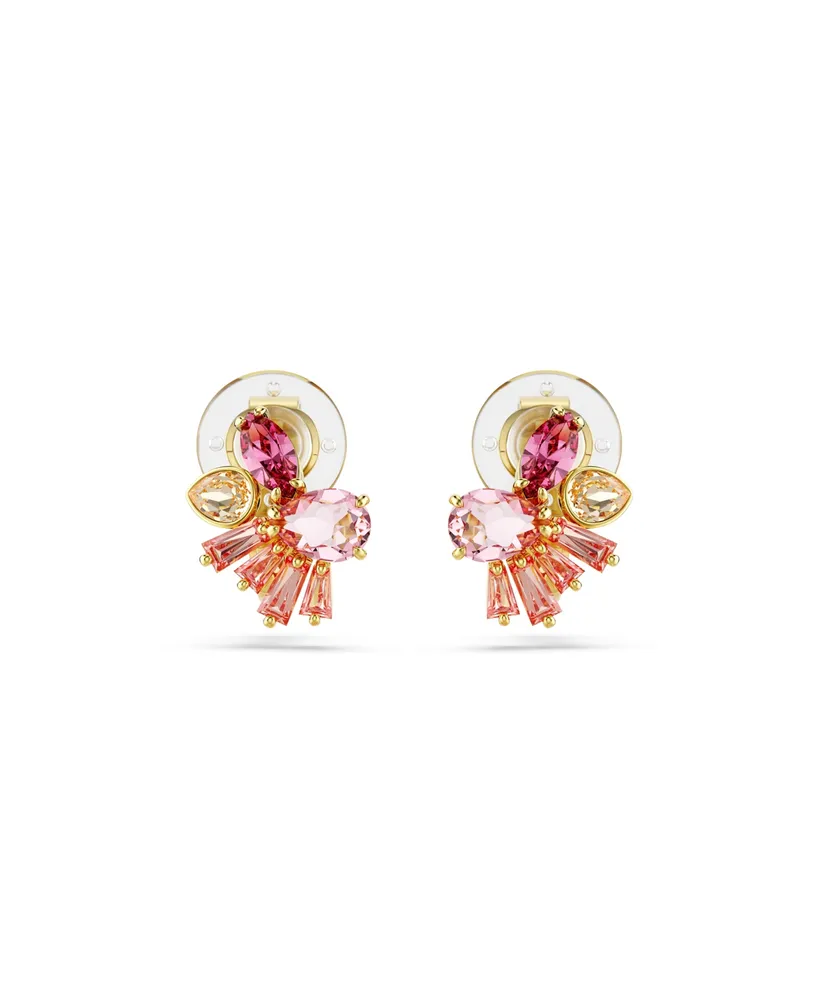 Swarovski Mixed Cuts, Flower, Pink, Gold-Tone Gema Clip Earrings