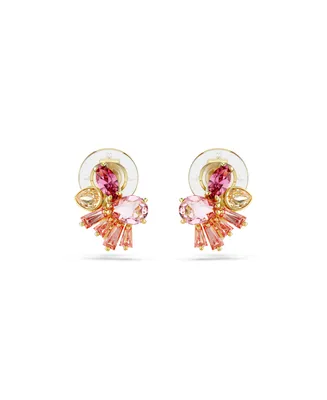 Swarovski Mixed Cuts, Flower, Pink, Gold-Tone Gema Clip Earrings