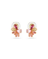 Swarovski Mixed Cuts, Flower, Pink, Gold-Tone Gema Clip Earrings