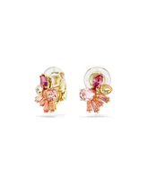 Swarovski Mixed Cuts, Flower, Pink, Gold-Tone Gema Clip Earrings