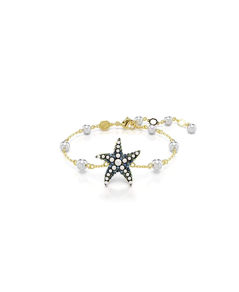 Swarovski Crystal Swarovski Imitation Pearls, Starfish, Multicolored, Gold-Tone Idyllia Bracelet