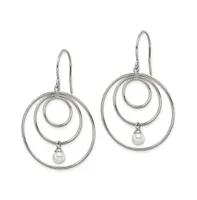 Chisel Stainless Steel Polished Imitation Pearl Dangle Earrings