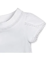 Hope & Henry Girls' Short Sleeve Knit Top with Tulip Sleeves