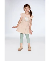 Girl Tunic With Frills And Print Blush Pink - Toddler|Child