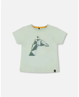 Boy Organic Cotton T-Shirt With Print Mint