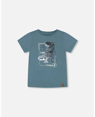 Boy T-Shirt Pine Green Dinosaur Print