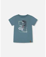 Boy T-Shirt Pine Green Dinosaur Print