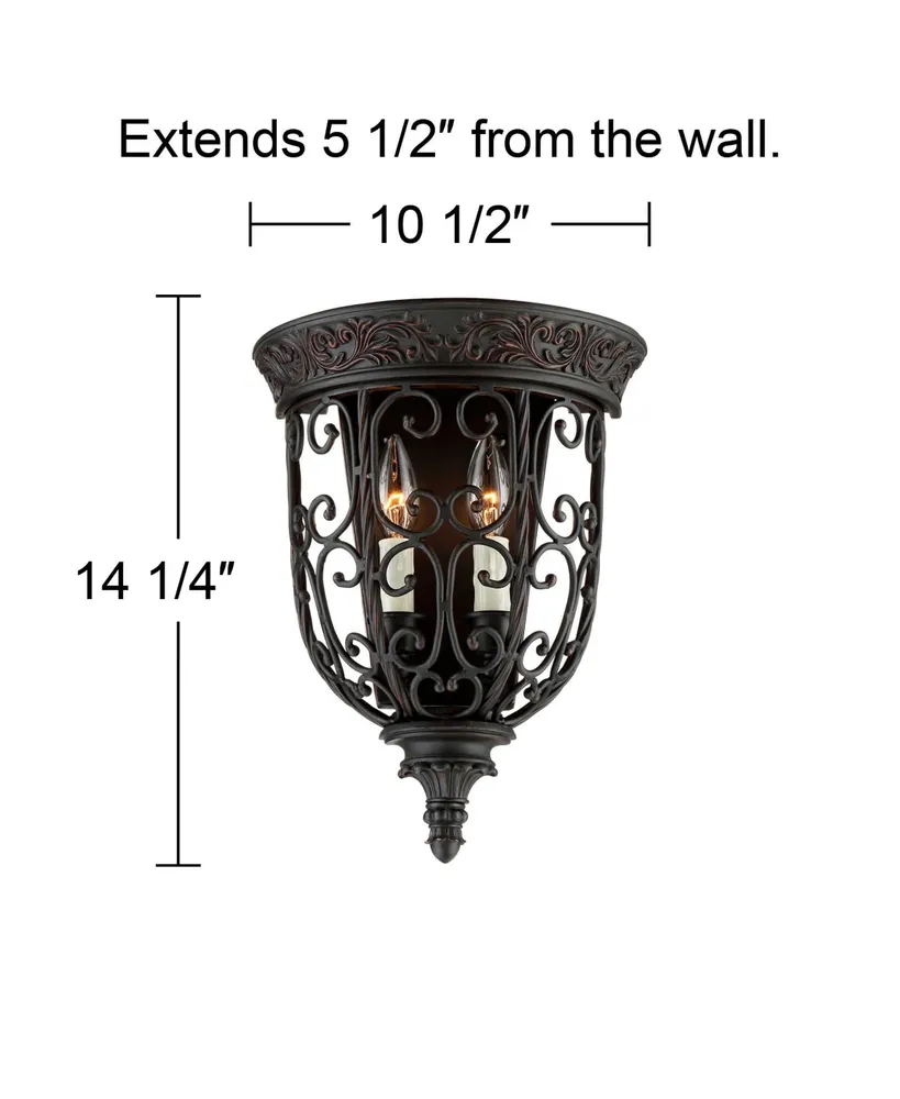 French Scroll Farmhouse Rustic Wall Light Sconce Rubbed Bronze Metal Hardwired 10 1/2" Wide Fixture Scrollwork for Bedroom Bathroom Bedside Living Roo