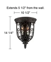 French Scroll Farmhouse Rustic Wall Light Sconce Rubbed Bronze Metal Hardwired 10 1/2" Wide Fixture Scrollwork for Bedroom Bathroom Bedside Living Roo