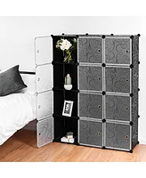 12-Cube Storage Organizer Portable Wardrobe Closet Shoe Rack with Doors