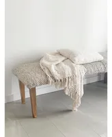 Cozy Cotton Ivory Boucle Throw with Fringe 50x72